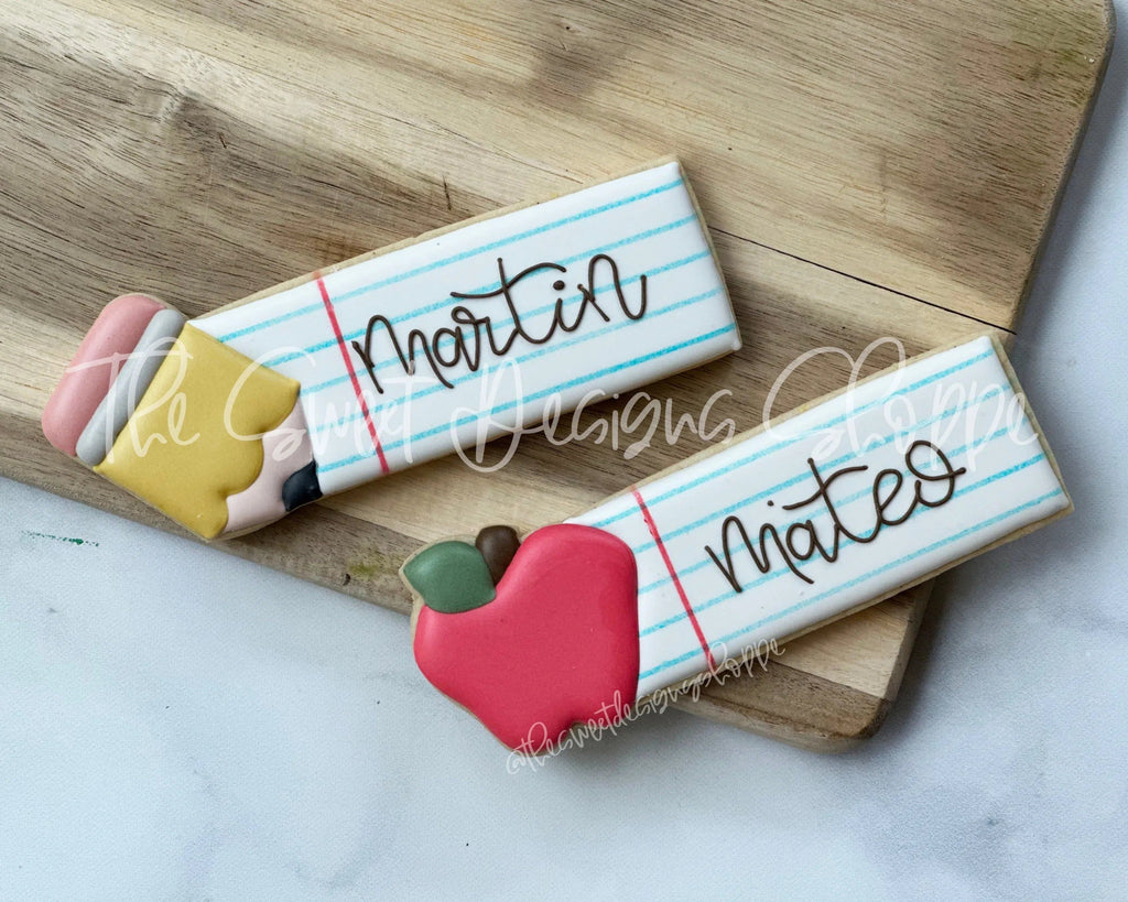 Cookie Cutters - School Name Plates Cookie Cutter Set - 2 Piece Set - Cookie Cutters - The Sweet Designs Shoppe - - ALL, back to school, Cookie Cutter, Promocode, regular sets, School, School / Graduation, School Bus, school supplies, set, sets, Teacher, Teacher Appreciation