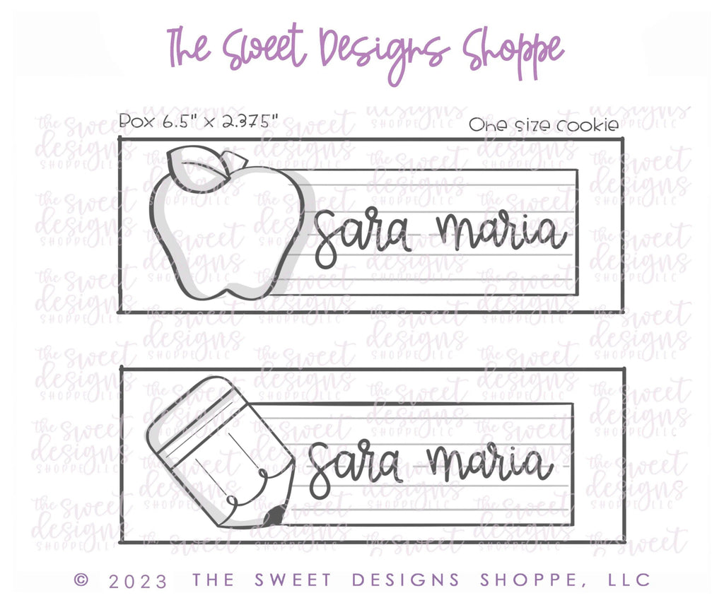 Cookie Cutters - School Name Plates Cookie Cutter Set - 2 Piece Set - Cookie Cutters - The Sweet Designs Shoppe - TSDS - - ALL,back to school,Cookie Cutter,Promocode,regular sets,School,School / Graduation,School Bus,school supplies,set,sets,STL,Teacher,Teacher Appreciation