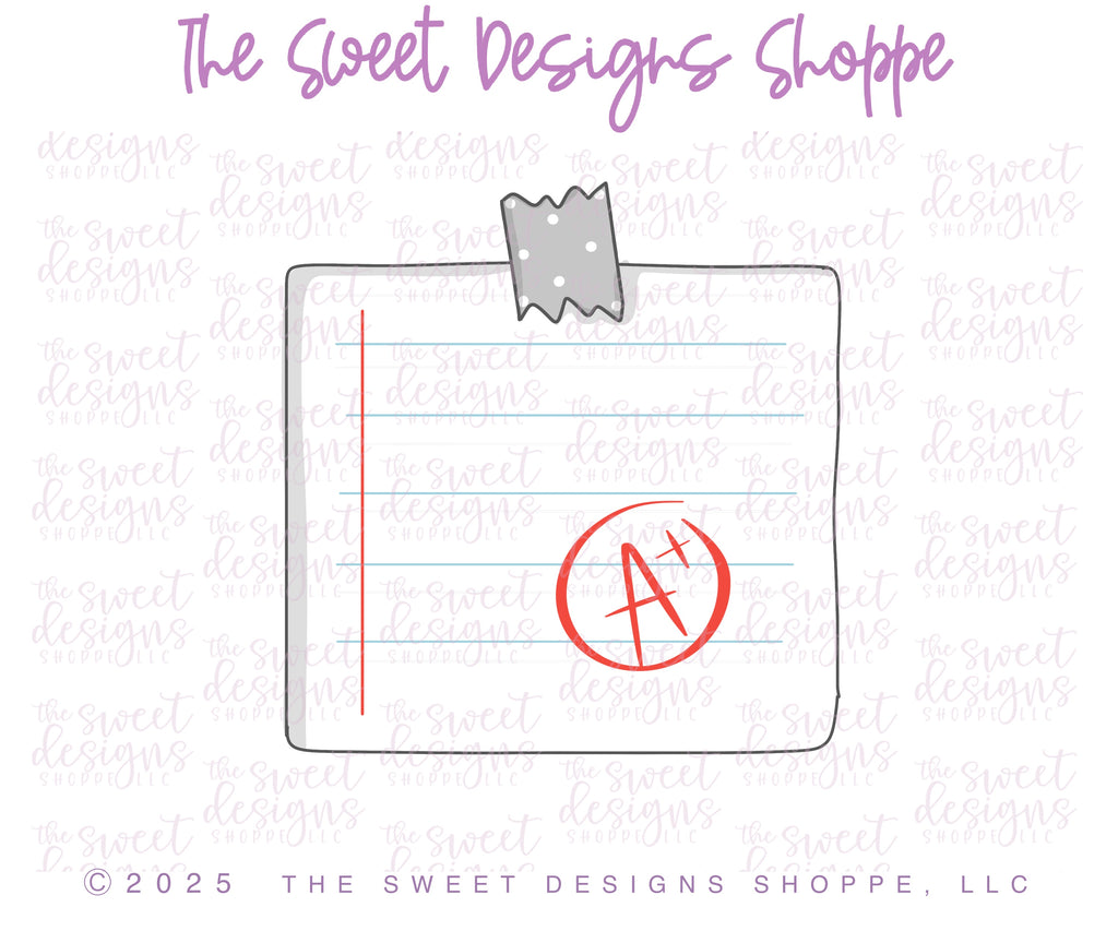 Cookie Cutters - School Note - Cookie Cutter - The Sweet Designs Shoppe - TSDS - - ALL,back to school,Cookie Cutter,Crayon,fall school,homeschool,nerdy crayon,note,note sheet,notebook,Promocode,School,School / Graduation,school note,school supplies,STL