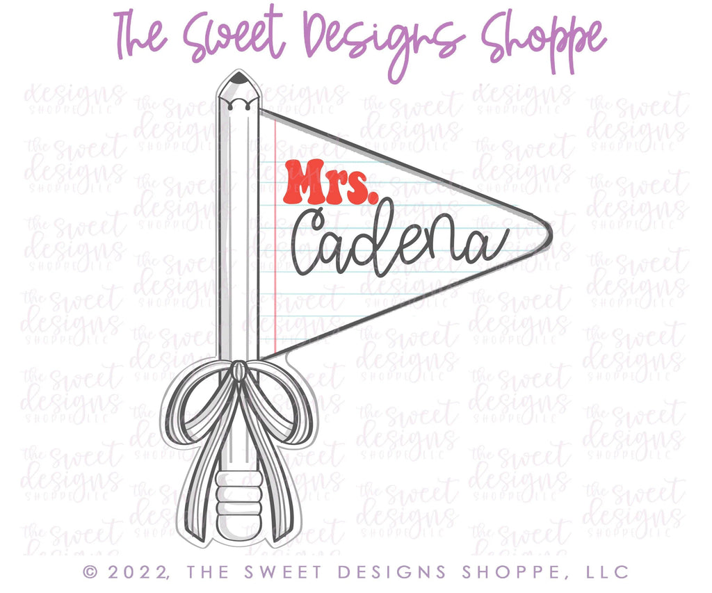 Cookie Cutters - School Pennant - Cookie Cutter - The Sweet Designs Shoppe - TSDS - - ALL,back to school,Birthday,Cookie Cutter,flag,happybirthdday,Party,Plaque,Plaques,PLAQUES HANDLETTERING,Promocode,School,School / Graduation,school supplies,STL