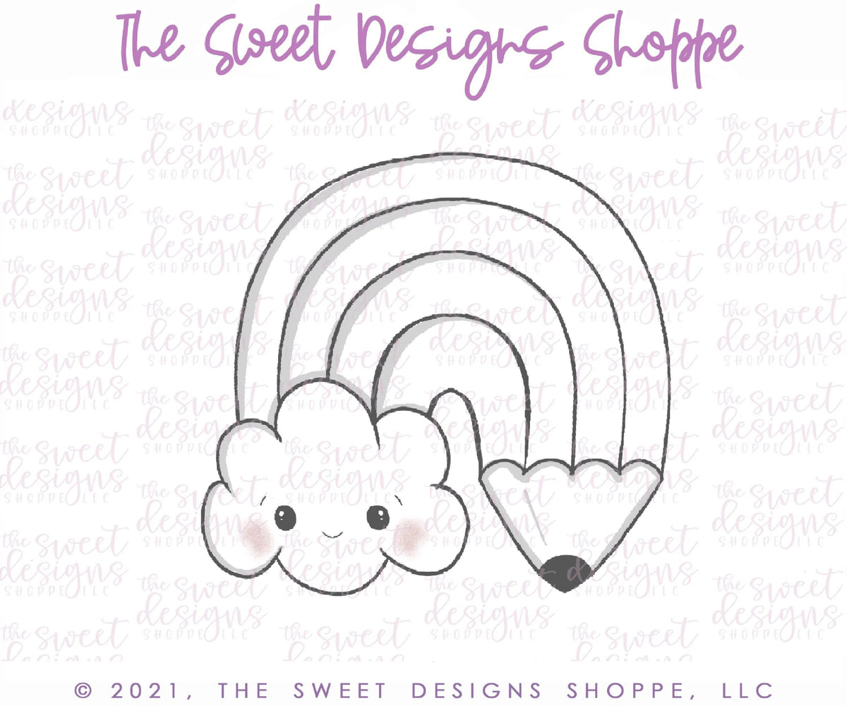 Cookie Cutters - School Rainbow - Cookie Cutter - The Sweet Designs Shoppe - TSDS - - ALL,Cookie Cutter,Fantasy,Kids / Fantasy,Nature,Promocode,Rainbow,St. Pat,st. patrick's,STL,Summer,summer plaque,teacher,teacher appreciation,Weather