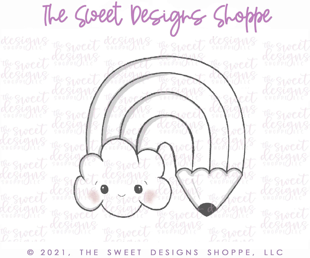 Cookie Cutters - School Rainbow - Cookie Cutter - The Sweet Designs Shoppe - TSDS - - ALL,Cookie Cutter,Fantasy,Kids / Fantasy,Nature,Promocode,Rainbow,St. Pat,st. patrick's,STL,Summer,summer plaque,teacher,teacher appreciation,Weather