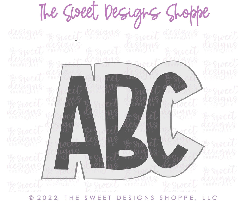 Cookie Cutters - Script "ABC" Caps - Cookie Cutter - The Sweet Designs Shoppe - TSDS - - ABC,ALL,back to school,Cookie Cutter,handlettering,letter,Lettering,Letters,letters and numbers,Plaque,Plaques,PLAQUES HANDLETTERING,Promocode,School,School / Graduation,school supplies,text