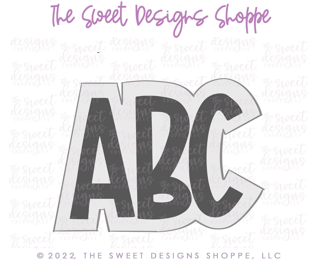 Cookie Cutters - Script "ABC" Caps - Cookie Cutter - The Sweet Designs Shoppe - - ABC, ALL, back to school, Cookie Cutter, handlettering, letter, Lettering, Letters, letters and numbers, Plaque, Plaques, PLAQUES HANDLETTERING, Promocode, School, School / Graduation, school supplies, text