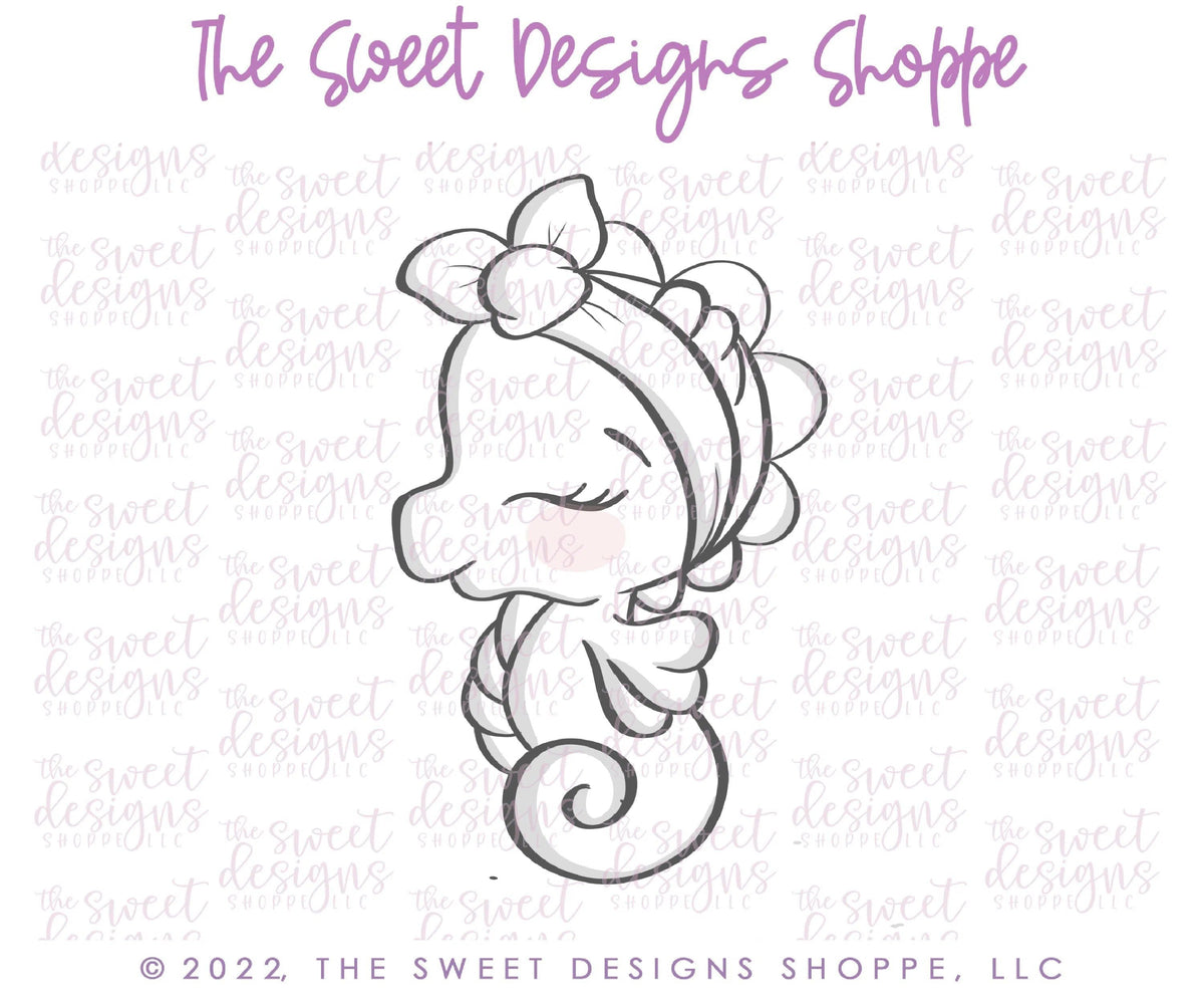 Cookie Cutters - Seahorse with Headband - Cookie Cutter - The Sweet Designs Shoppe - TSDS - - ALL,Animal,Animals,Cookie Cutter,Lady Milk Stache,Lady MilkStache,LadyMilkStache,ocean,Promocode,sea,seahorse,STL,Summer,under the sea