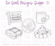 Cookie Cutters - Set for BellaDonna Cookies Class - Autumn Fireside - Set of 5 Cookie Cutters - Online Class not Included - The Sweet Designs Shoppe - TSDS - - ALL,BellaDonna,BellaDonna Cookies,belladonnacookies,campfire,Camping,Christmas / Winter,class,Cookie Cutter,Fall,Fall / Thanksgiving,Halloween / Fall / Thanksgiving,online,Promocode,regular sets,set,sets,STL,thanksgiving,Winter