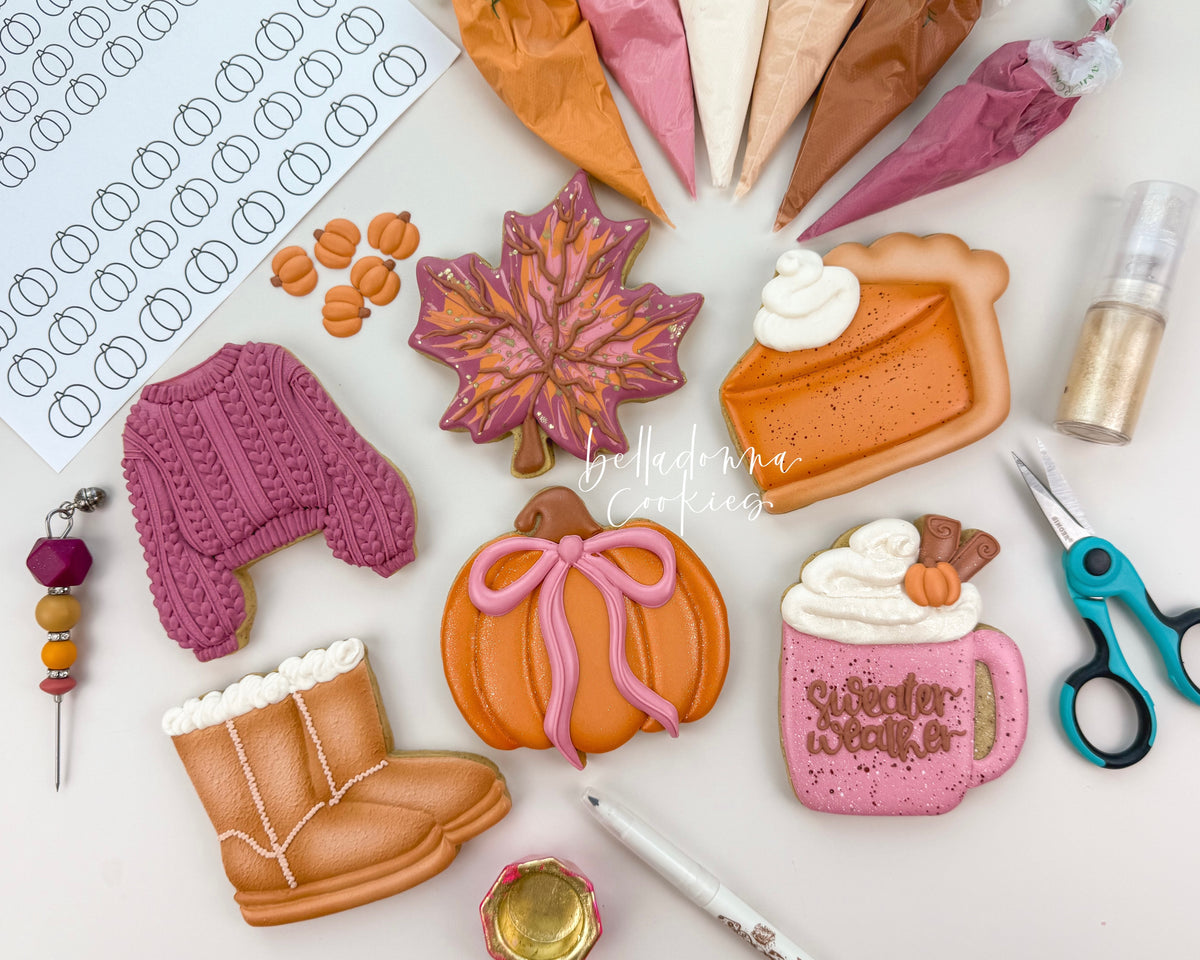 Cookie Cutters - Set for Belladonna Cookies Class - "Cozy Autumn Cookie Workshop" - Set of 6 Cookie Cutters - Online Class not Included - The Sweet Designs Shoppe - TSDS - - ALL,BellaDonna,BellaDonna Cookies,belladonnacookies,class,Cookie Cutter,Fall,Fall / Thanksgiving,Fall Vibes,online,Promocode,regular sets,set,sets,STL