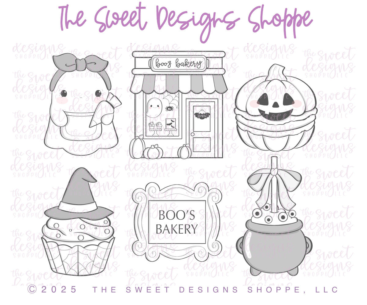 Cookie Cutters - Set for Belladonna Cookies Class - "Spooky Bakery Cookie Workshop" - Set of 6 Cookie Cutters - Online Class not Included - The Sweet Designs Shoppe - TSDS - - ALL,BellaDonna,BellaDonna Cookies,belladonnacookies,class,Cookie Cutter,halloween,Halloween set,Halloween Sets,Macaroon,macaroon004,online,Promocode,regular sets,set,sets,STL