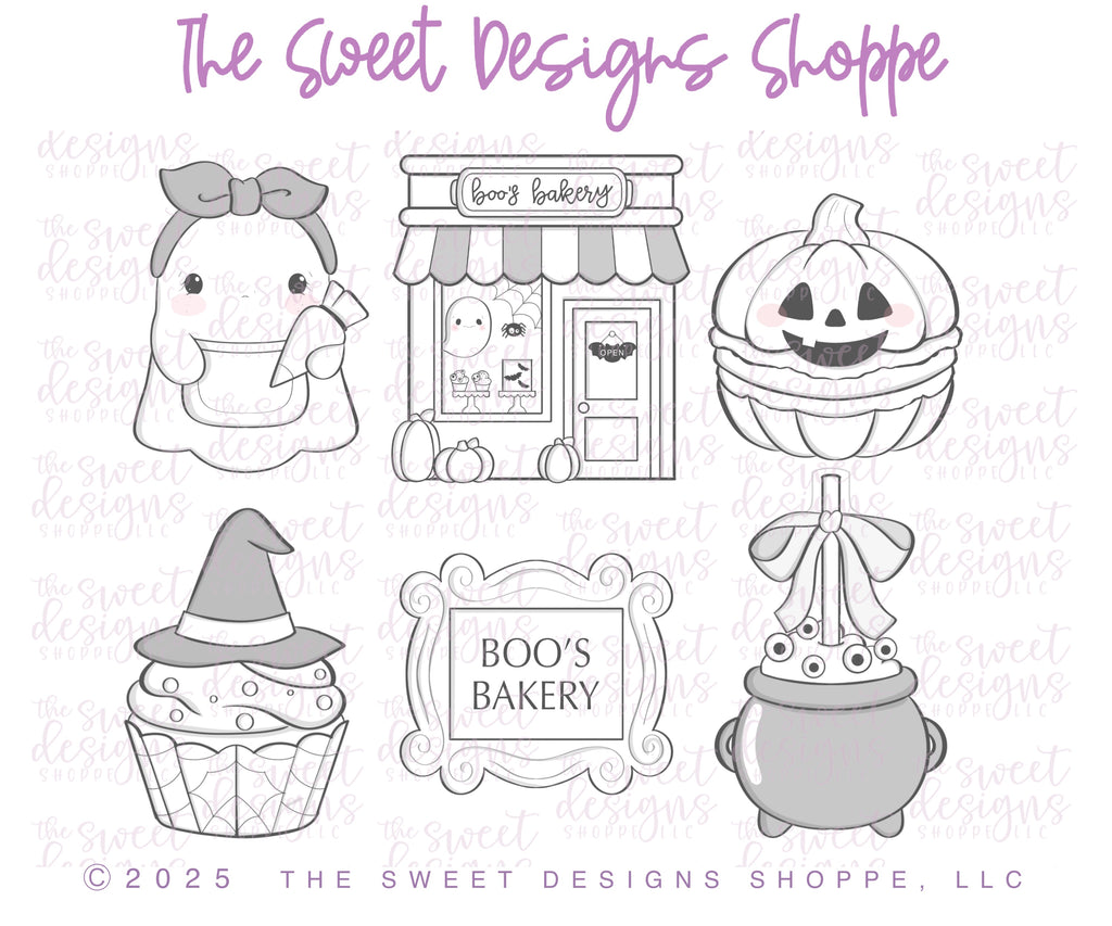 Cookie Cutters - Set for Belladonna Cookies Class - "Spooky Bakery Cookie Workshop" - Set of 6 Cookie Cutters - Online Class not Included - The Sweet Designs Shoppe - TSDS - - ALL,BellaDonna,BellaDonna Cookies,belladonnacookies,class,Cookie Cutter,halloween,Halloween set,Halloween Sets,online,Promocode,regular sets,set,sets,STL