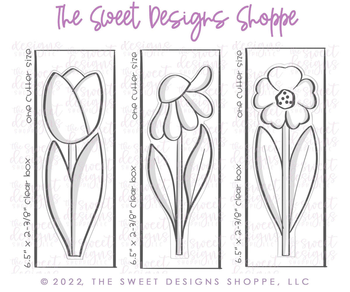 Cookie Cutters - Set of Tall Bouquet Flowers - Set of 3 - Cookie Cutters - The Sweet Designs Shoppe - TSDS - - 5with25,ALL,Cookie Cutter,Easter / Spring,Grad,Graduation,graduations,Mini Set,Mini Sets,MOM,mother,Mothers Day,Nurse Appreciation,Promocode,regular sets,School / Graduation,set,sets,Spring,STL,Teacher,Teacher Appreciation,teaching partners,valentine,Valentine's