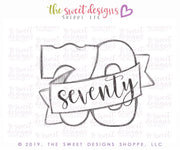 Cookie Cutters - Seventy with Ribbon - Cookie Cutter - The Sweet Designs Shoppe - TSDS - - 70,Accesories,ALL,Birthday,Cookie Cutter,Fonts,kids,Lettering,letters and numbers,number,Promocode,setenta,seventy,STL
