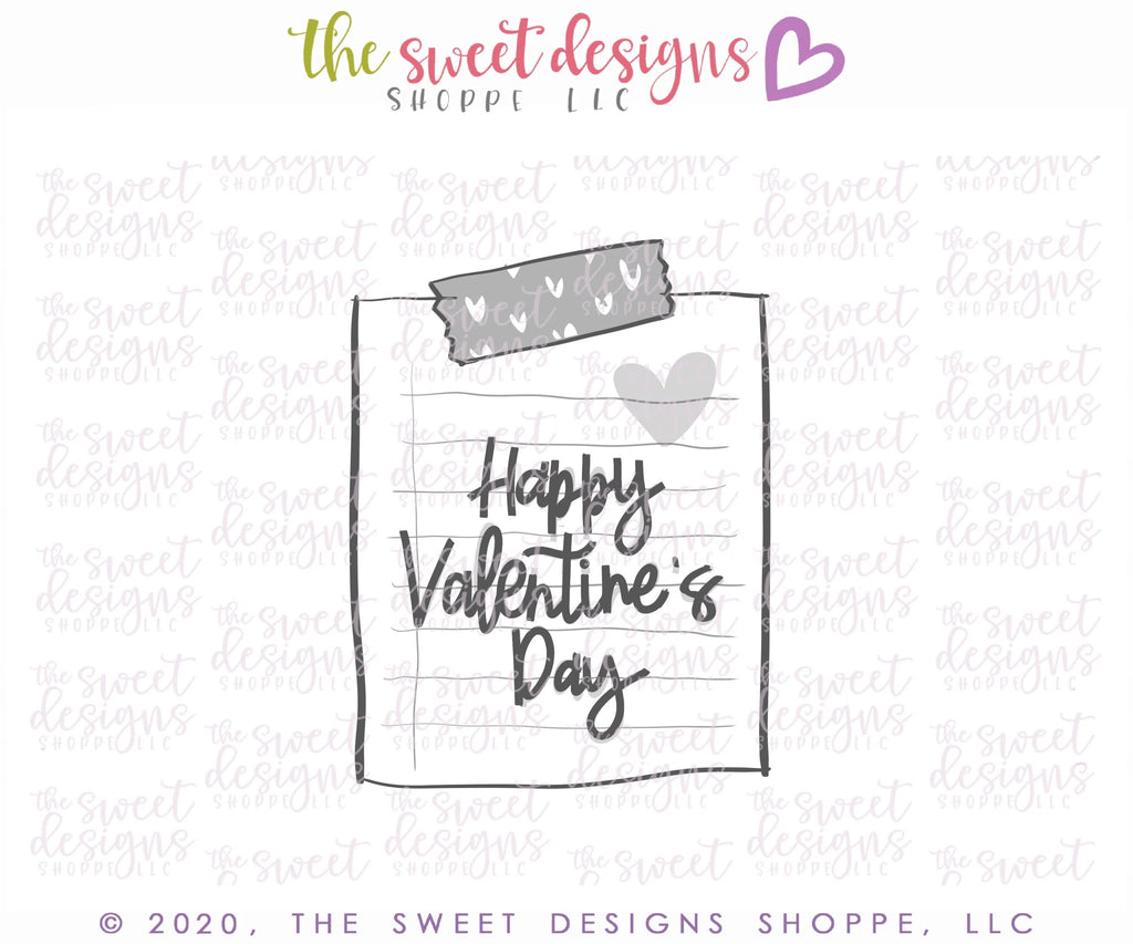 Cookie Cutters - Sheet Note with Tape- Plaque - Cookie Cutter - Sweet Designs Shoppe - - ALL, back to school, Cookie Cutter, Grad, graduations, note, note sheet, paper, paper sheet, Plaque, Plaques, PLAQUES HANDLETTERING, Promocode, School, School / Graduation, School Bus, sheet, sheet paper, sheet valentines, tape, valentines