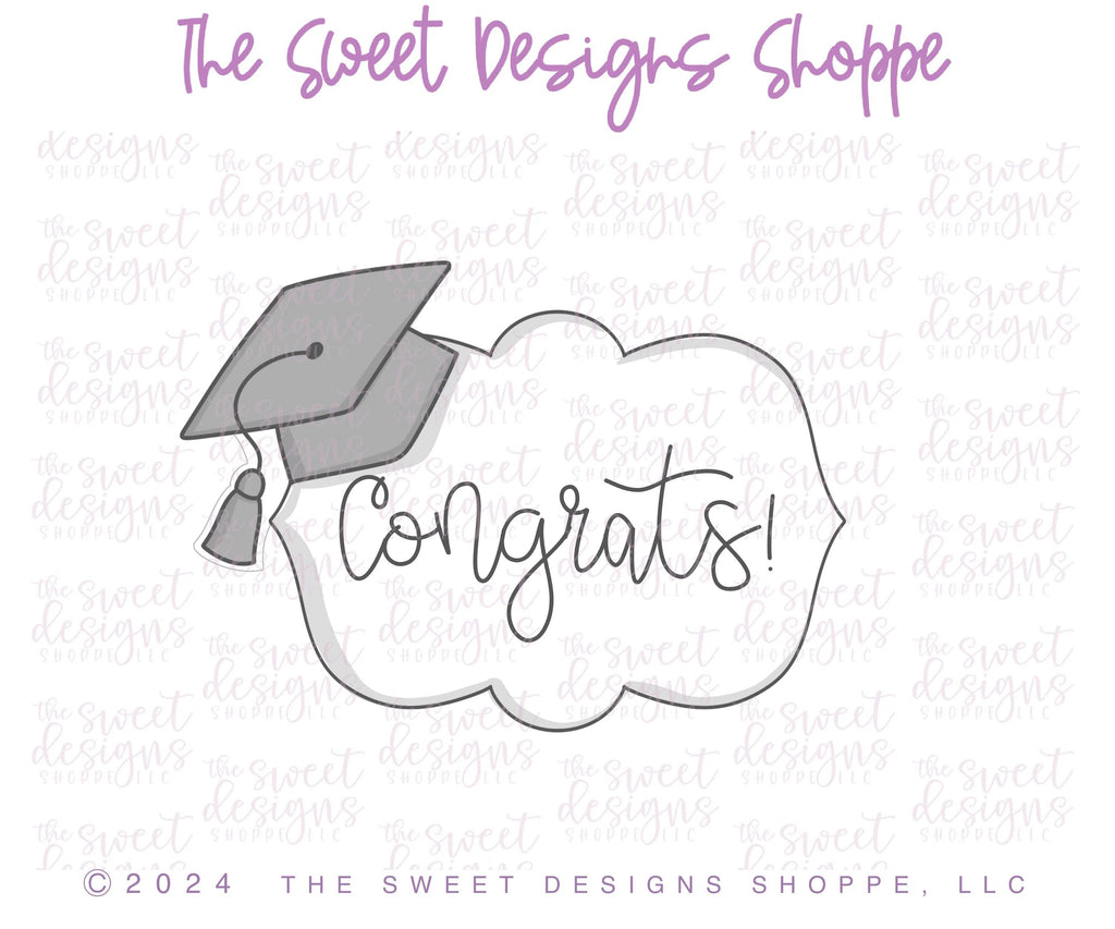 Cookie Cutters - Side Plaque with Graduation Cap - Cookie Cutter - Sweet Designs Shoppe - - ALL, celebration, Cookie Cutter, Customize, Grad, graduation, graduations, new, Plaque, Promocode, School, School / Graduation