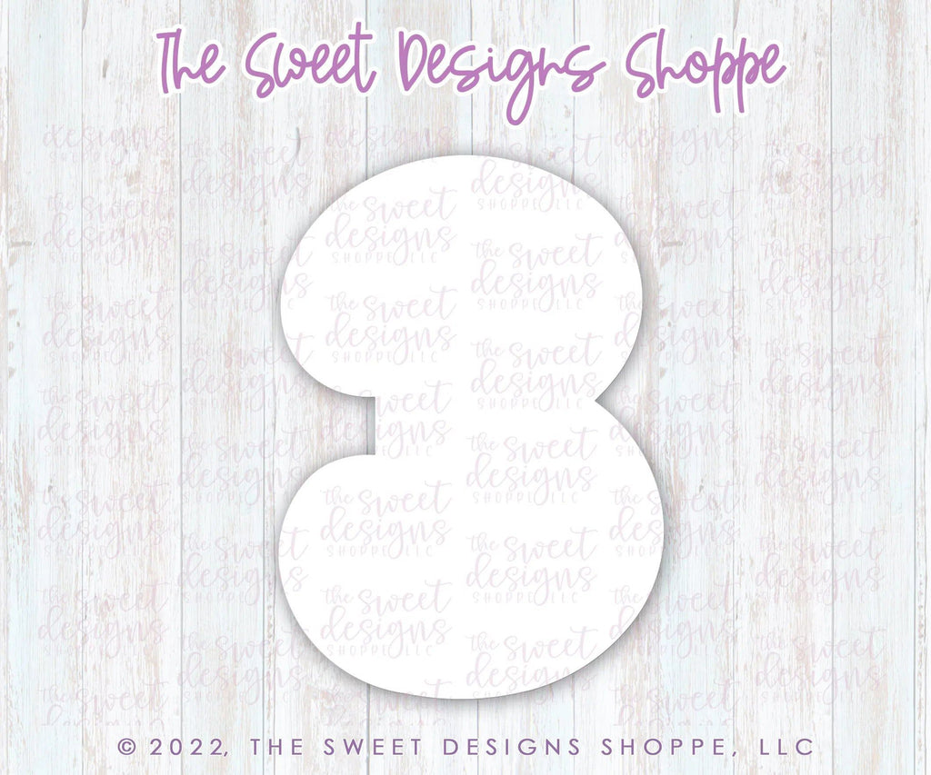 Cookie Cutters - Simple 3 - Cookie Cutter - The Sweet Designs Shoppe - TSDS - - ALL,Birthday,Cookie Cutter,Font,Fonts,kid,kids,Lettering,letters and numbers,number,numbers,NumberSet,Promocode,series015,STL,text