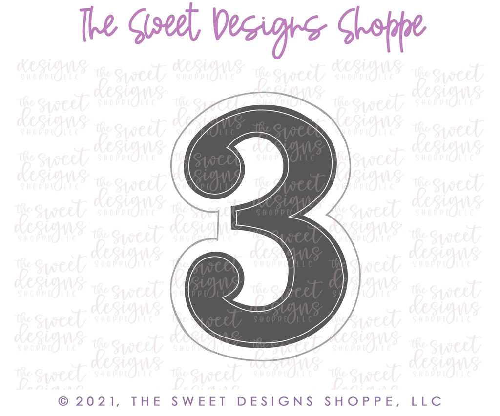 Cookie Cutters - Simple 3 - Cookie Cutter - The Sweet Designs Shoppe - TSDS - - ALL,Birthday,Cookie Cutter,Font,Fonts,kid,kids,Lettering,letters and numbers,number,numbers,NumberSet,Promocode,series015,STL,text