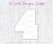 Cookie Cutters - Simple 4 - Cookie Cutter - The Sweet Designs Shoppe - TSDS - - ALL,Birthday,Cookie Cutter,Font,Fonts,kid,kids,Lettering,letters and numbers,number,numbers,NumberSet,Promocode,series015,STL,text