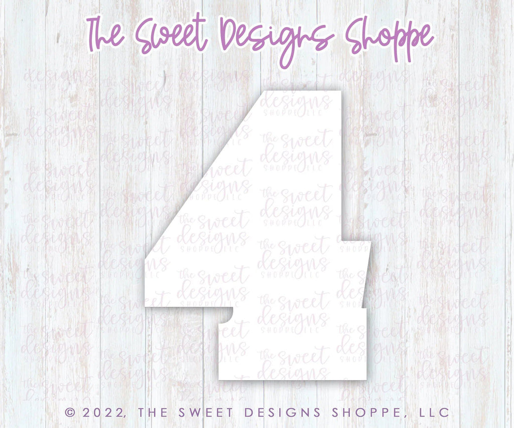 Cookie Cutters - Simple 4 - Cookie Cutter - The Sweet Designs Shoppe - TSDS - - ALL,Birthday,Cookie Cutter,Font,Fonts,kid,kids,Lettering,letters and numbers,number,numbers,NumberSet,Promocode,series015,STL,text