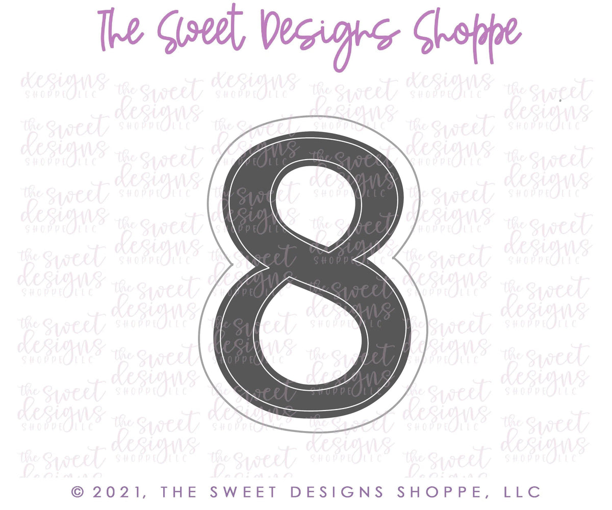 Cookie Cutters - Simple 8 - Cookie Cutter - The Sweet Designs Shoppe - TSDS - - ALL,Birthday,Cookie Cutter,Font,Fonts,kid,kids,Lettering,letters and numbers,number,numbers,NumberSet,Promocode,series015,STL,text