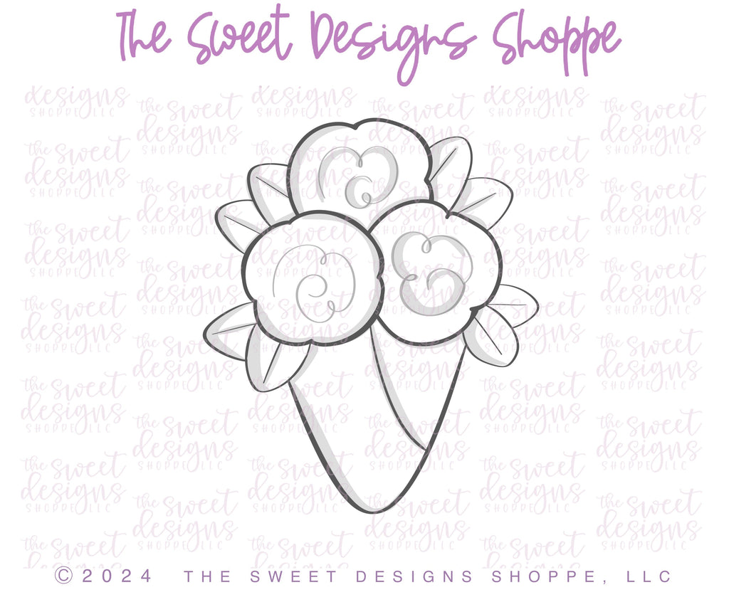 Cookie Cutters - Simple Bouquet 2024 - Cookie Cutter - The Sweet Designs Shoppe - - ALL, bouquet, Cookie Cutter, Flower, Flowers, Nature, new, Promocode, simple bouquet, STL, valentine, Valentines