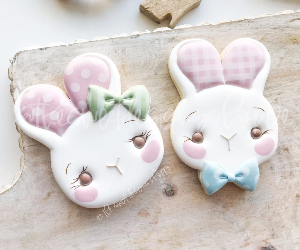 Cookie Cutters - Simple Bunny Face with Bow - Cookie Cutter - Sweet Designs Shoppe - - ALL, Animal, Animals, Animals and Insects, Bunny, Cookie Cutter, easter, Easter / Spring, Promocode