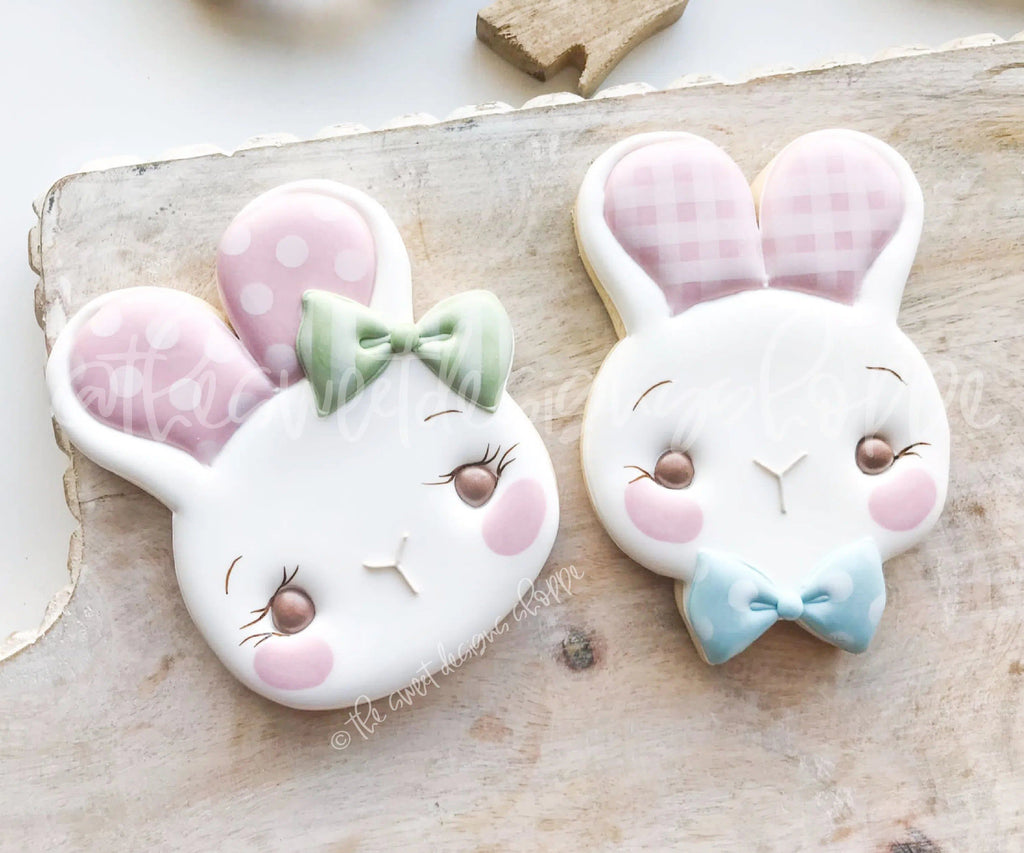 Cookie Cutters - Simple Bunny Face with Bow - Cookie Cutter - The Sweet Designs Shoppe - - ALL, Animal, Animals, Animals and Insects, Bunny, Cookie Cutter, easter, Easter / Spring, Promocode