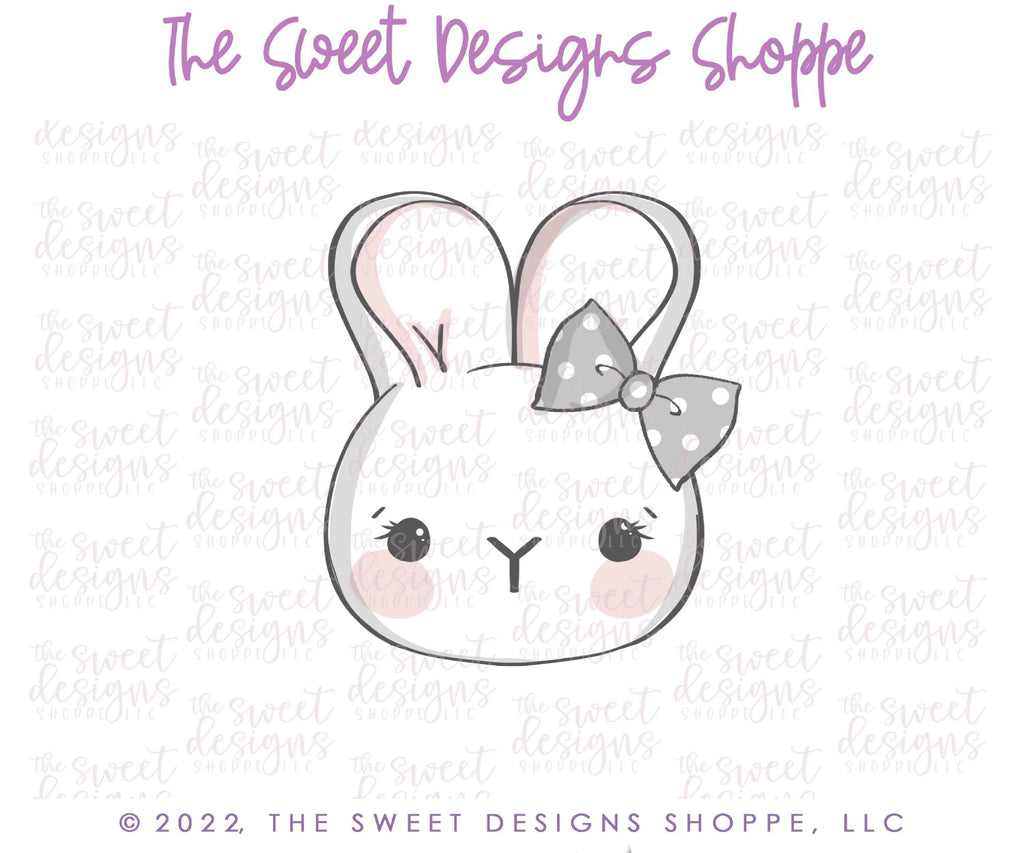 Cookie Cutters - Simple Bunny Face with Bow - Cookie Cutter - The Sweet Designs Shoppe - - ALL, Animal, Animals, Animals and Insects, Bunny, Cookie Cutter, easter, Easter / Spring, Promocode