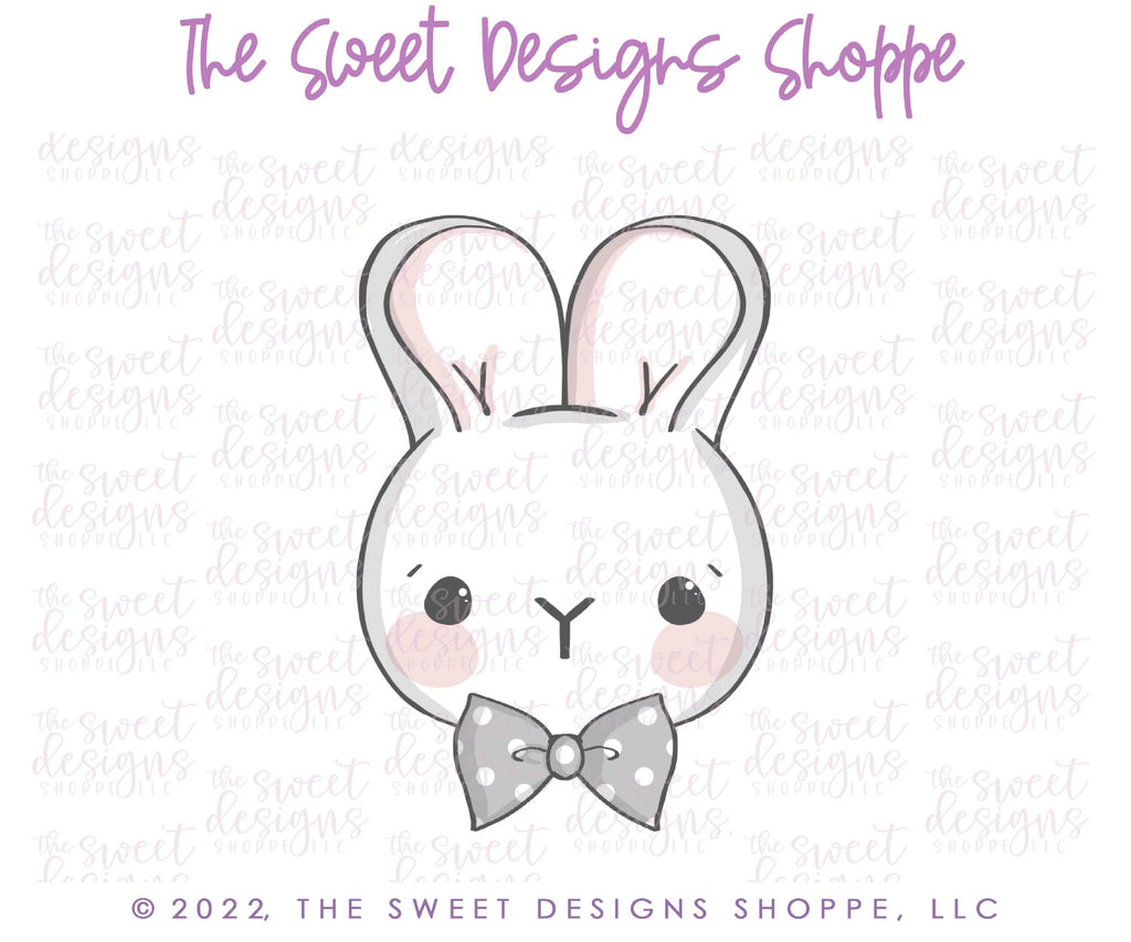 Cookie Cutters - Simple Bunny Face with Bow Tie - Cookie Cutter - Sweet Designs Shoppe - - ALL, Animal, Animals, Animals and Insects, Bunny, Cookie Cutter, easter, Easter / Spring, Promocode