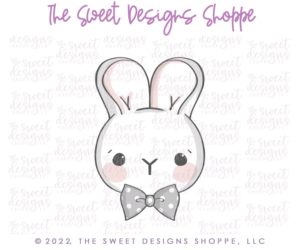 Cookie Cutters - Simple Bunny Face with Bow Tie - Cookie Cutter - The Sweet Designs Shoppe - - ALL, Animal, Animals, Animals and Insects, Bunny, Cookie Cutter, easter, Easter / Spring, Promocode