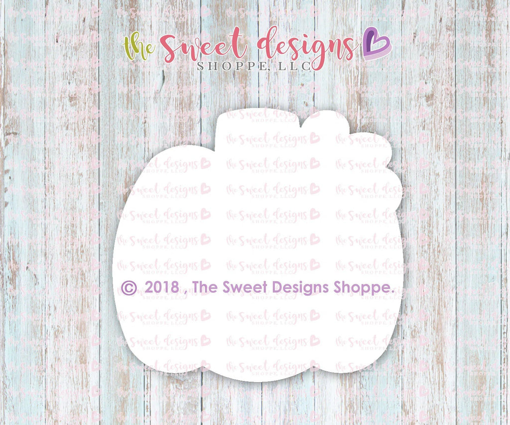 Cookie Cutters - Simple Pumpkin with Leaf v2- Cookie Cutter - The Sweet Designs Shoppe - TSDS - - ALL,Autumn,Cookie Cutter,Fall,Fall / Halloween,Fall / Thanksgiving,Food,Food & Beverages,Fruits and Vegetables,Halloween,Promocode,Pumpkin,thanksgiving