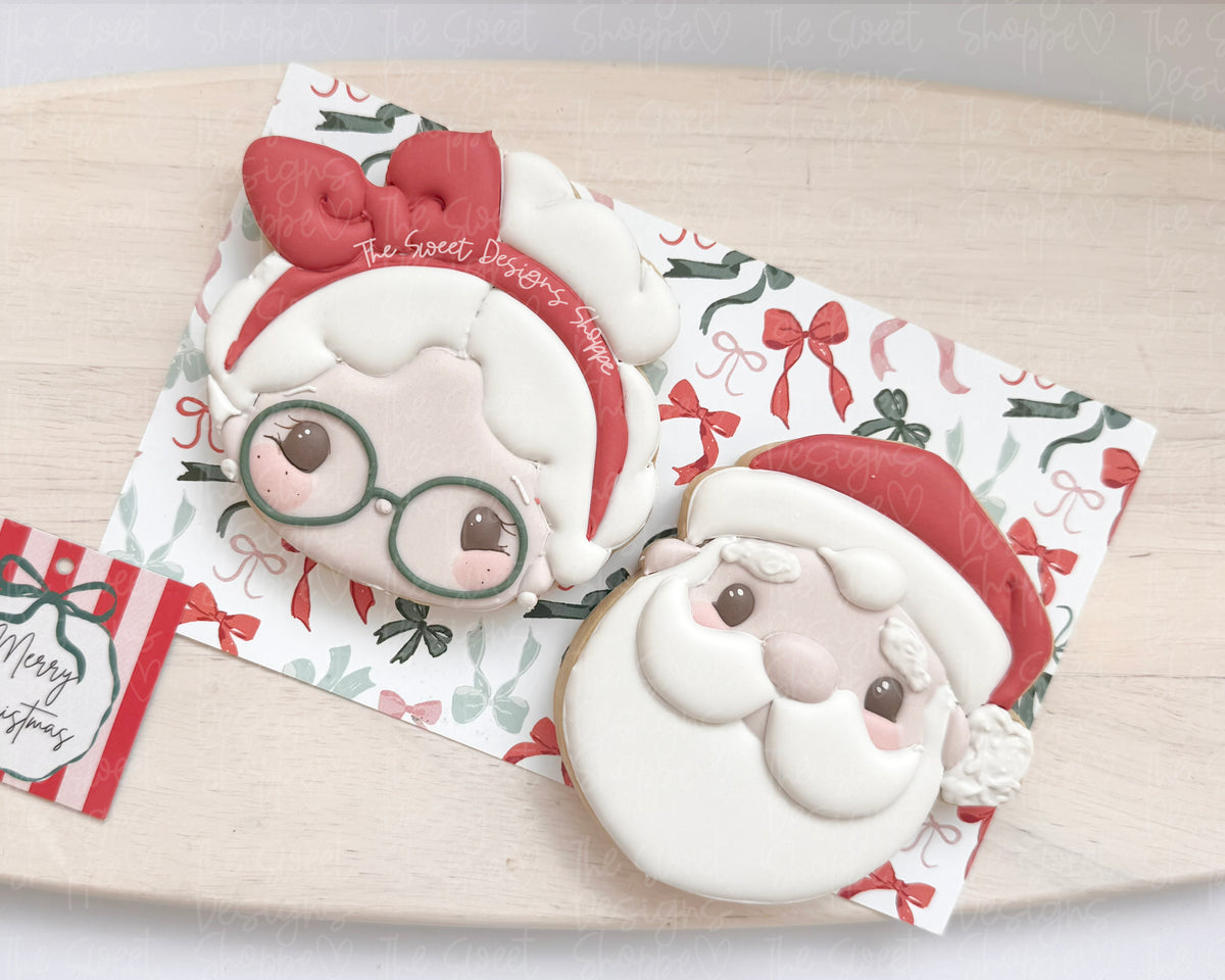 Cookie Cutters - Simple Santa Face & Mrs. Claus Face 2026 Cookie Cutter Set - Set of 2 - Cookie Cutters - The Sweet Designs Shoppe - TSDS - - ALL,Christmas,Christmas / Winter,claus,clause,Cookie Cutter,Mrs Claus,MRS Clause,MrsClaus,MrsClausFace,new,Promocode,regular sets,Santa,Santa Claus,set,STL