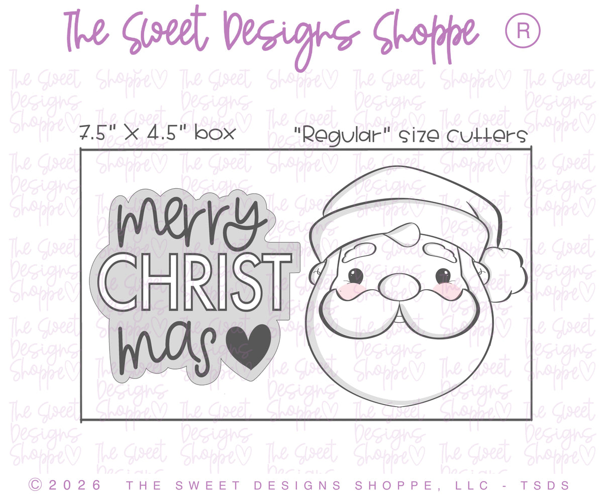 Cookie Cutters - Simple Santa Merry Christmas Cookie Cutter Set - Set of 2 - Cookie Cutters - The Sweet Designs Shoppe - TSDS - - ALL,Christmas,Christmas / Winter,Cookie Cutter,new,Plaque,Plaques,PLAQUES HANDLETTERING,Promocode,regular sets,Santa,Santa Claus,set,STL