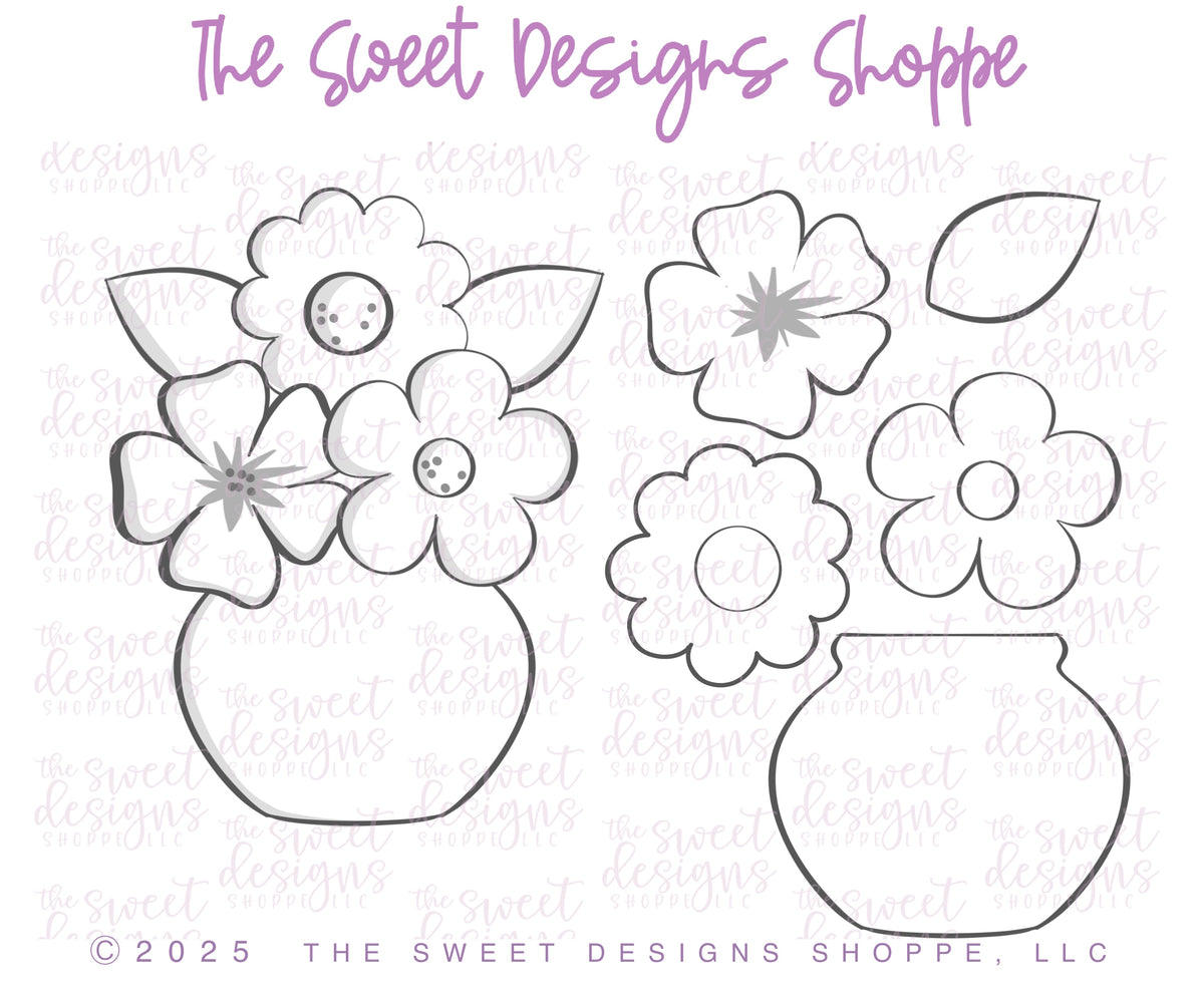 Cookie Cutters - Simply Lovely Bouquet - Set of 5 - Cookie Cutters - The Sweet Designs Shoppe - TSDS - - ALL,Cookie Cutter,Easter / Spring,Leaves,Leaves and Flowers,Mini Sets,mother,mothers,Mothers Day,Nurse,Nurse Appreciation,Promocode,regular sets,set,sets,Spring,STL,Teacher,Teacher Appreciation,Trees Leaves and Flowers,valentine,Valentine's,Wedding,Wedding Favors,Woodlands Leaves and Flowers