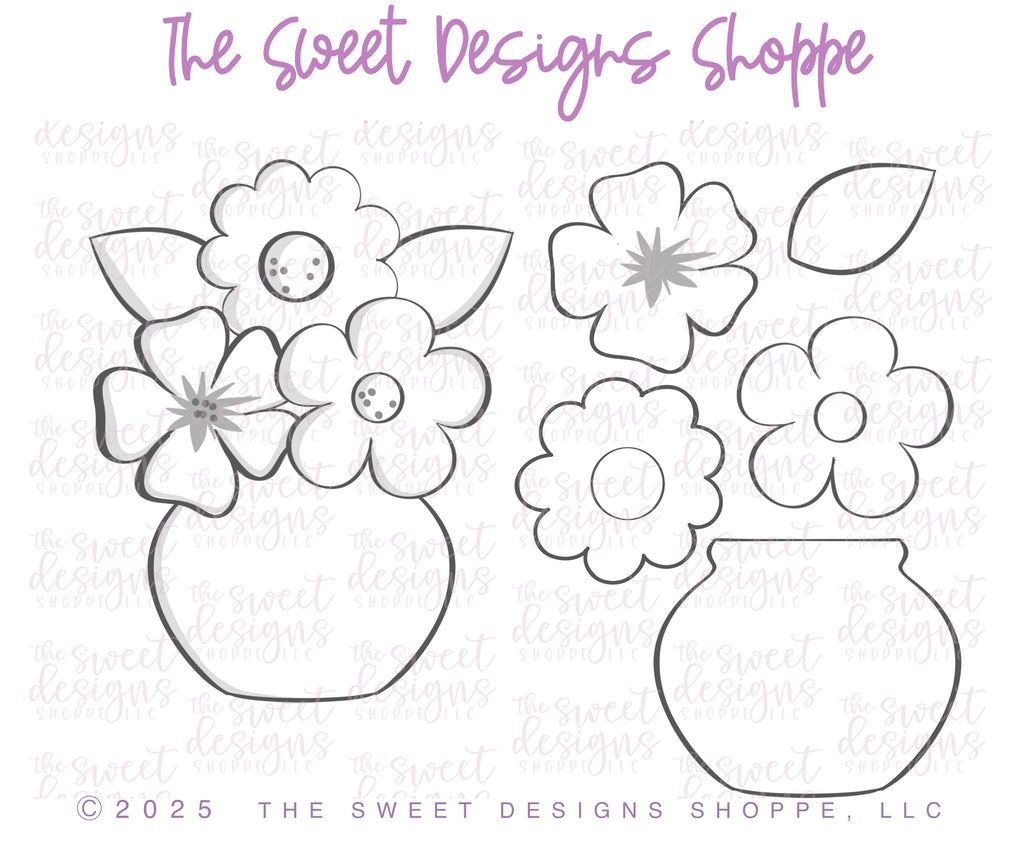 Cookie Cutters - Simply Lovely Bouquet - Set of 5 - Cookie Cutters - The Sweet Designs Shoppe - TSDS - - ALL,Cookie Cutter,Easter / Spring,Leaves,Leaves and Flowers,Mini Sets,mother,mothers,Mothers Day,Nurse,Nurse Appreciation,Promocode,regular sets,set,sets,Spring,STL,Teacher,Teacher Appreciation,Trees Leaves and Flowers,valentine,Valentine's,Wedding,Woodlands Leaves and Flowers