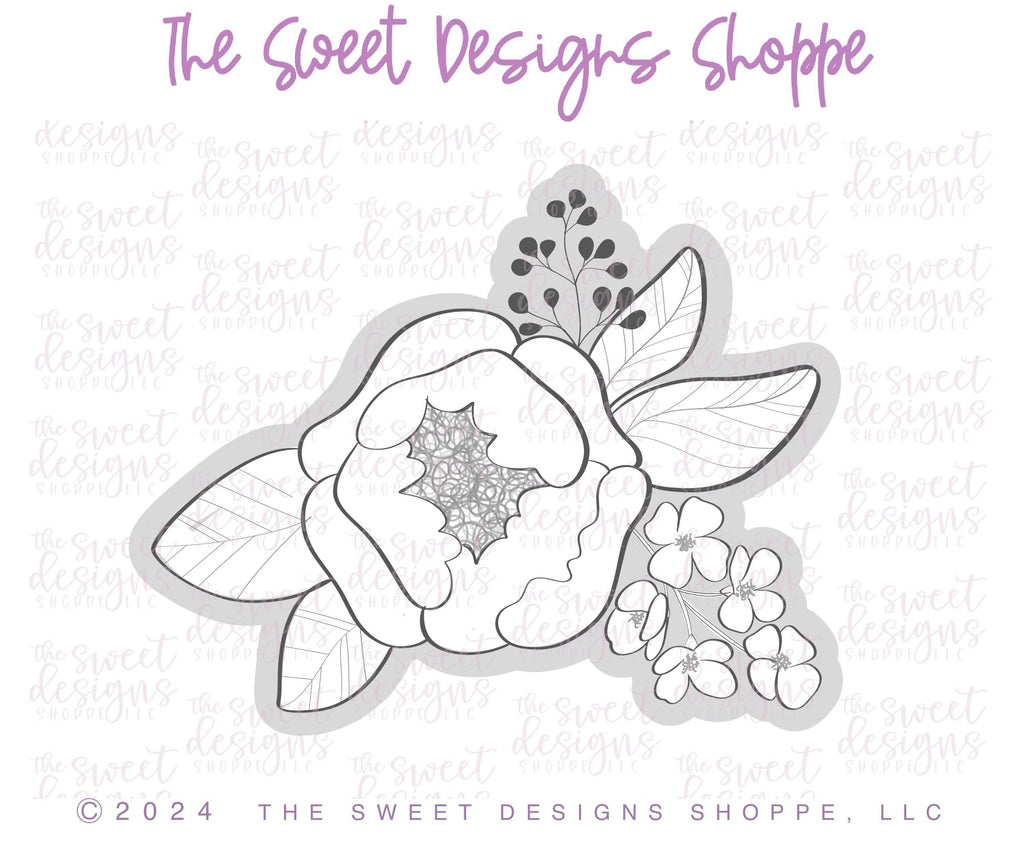 Cookie Cutters - Single Peony Bouquet - Cookie Cutter - The Sweet Designs Shoppe - - ALL, Bachelorette, Cookie Cutter, Flower, Flowers, Leaves and Flowers, Married, Nature, Promocode, Wedding