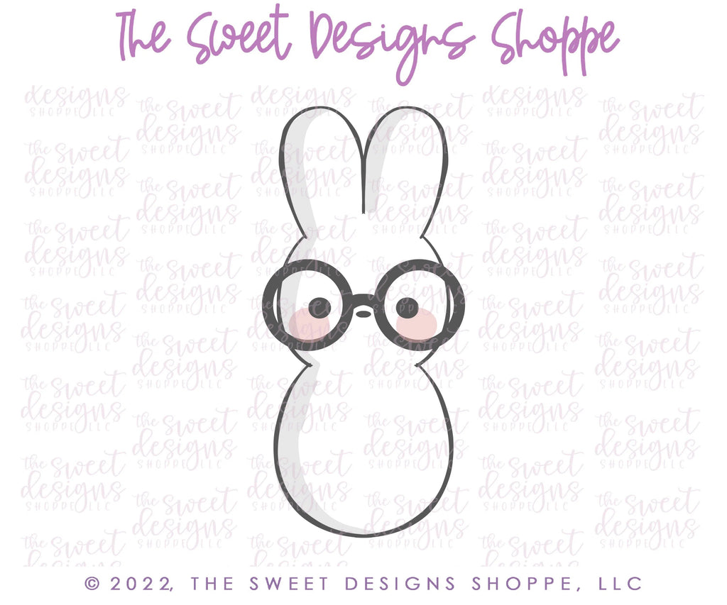 Cookie Cutters - Skinny Bunny Marshmallow with Glasses - Cookie Cutter - Sweet Designs Shoppe - - ALL, Animal, Animals, Animals and Insects, Cookie Cutter, easter, Easter / Spring, peep, peeps, Promocode