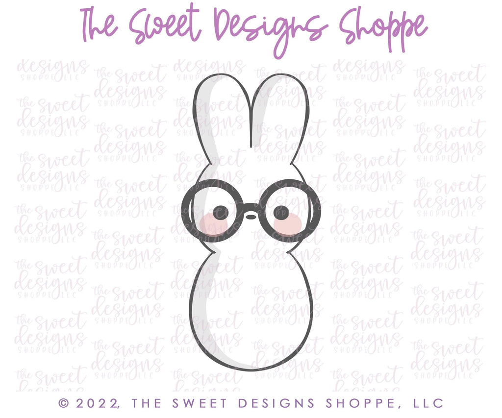 Cookie Cutters - Skinny Bunny Marshmallow with Glasses - Cookie Cutter - The Sweet Designs Shoppe - TSDS - - ALL,Animal,Animals,Animals and Insects,Cookie Cutter,easter,Easter / Spring,peep,peeps,Promocode
