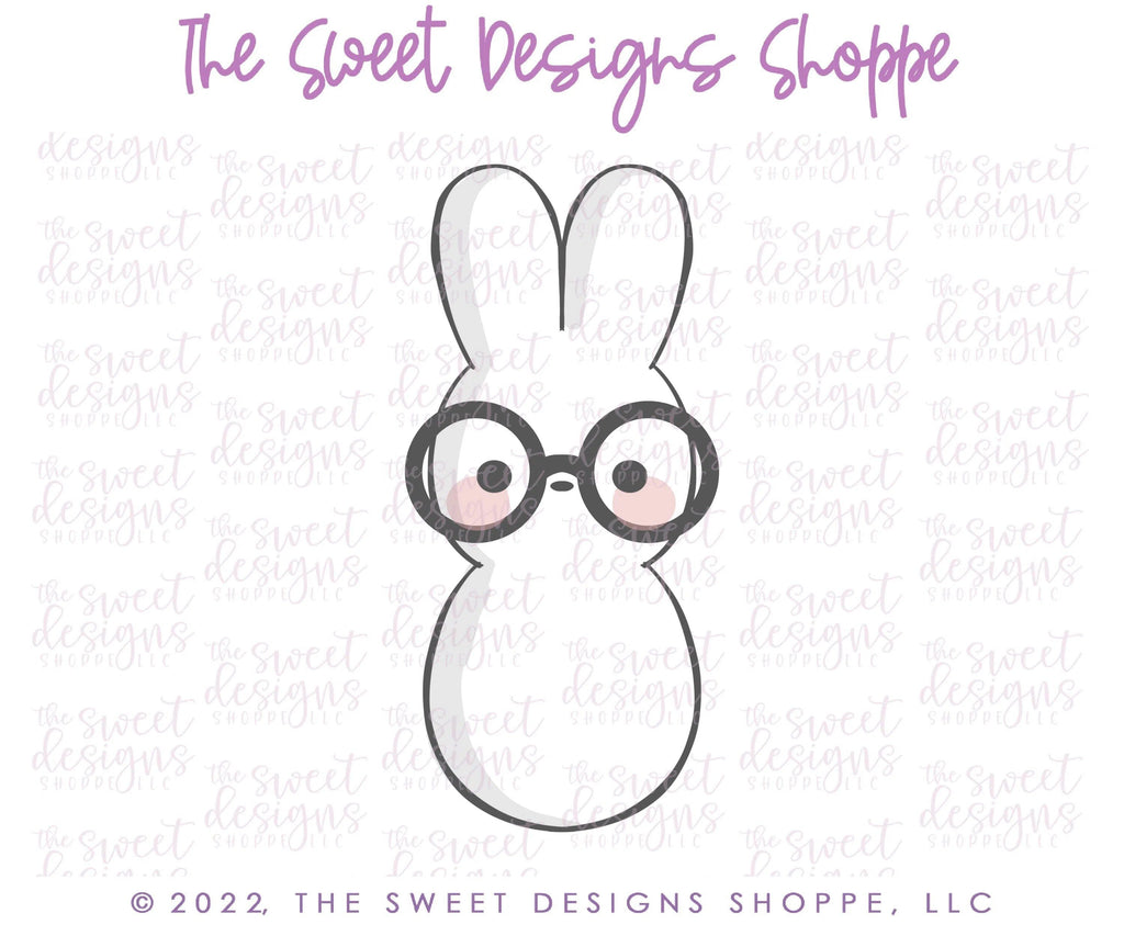 Cookie Cutters - Skinny Bunny Marshmallow with Glasses - Cookie Cutter - The Sweet Designs Shoppe - - ALL, Animal, Animals, Animals and Insects, Cookie Cutter, easter, Easter / Spring, peep, peeps, Promocode