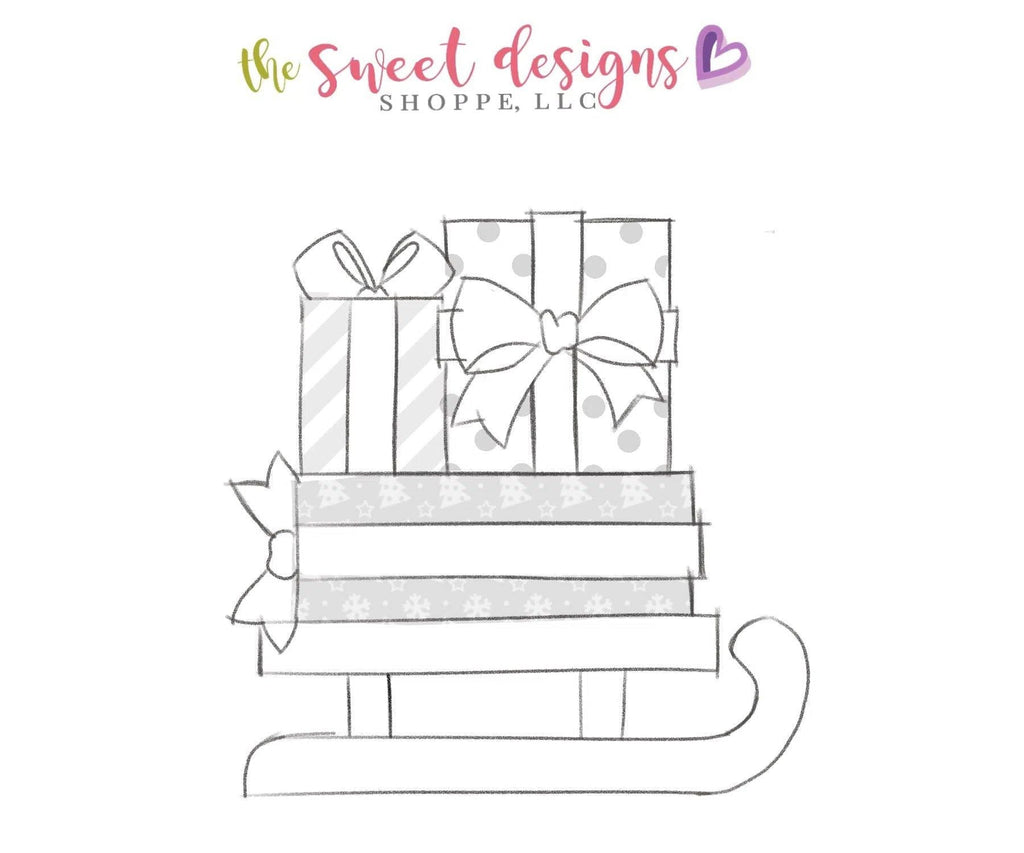 Cookie Cutters - Sleigh with Gifts v2- Cookie Cutter - The Sweet Designs Shoppe - - ALL, Birthday, Bow, Christmas, Christmas / Winter, Cookie Cutter, Promocode, Santa, Winter