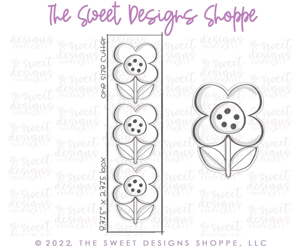 Cookie Cutters - Small Stacked Flower - Cookie Cutter - The Sweet Designs Shoppe - One Size (2-1/2" Tall x 2" Wide) - ALL, back to school, Cookie Cutter, MOM, Mothers Day, Nurse Appreciation, Plaque, Plaques, PLAQUES HANDLETTERING, Promocode, School, School / Graduation, school supplies, Teacher, Teacher Appreciation, valentine, Valentine's