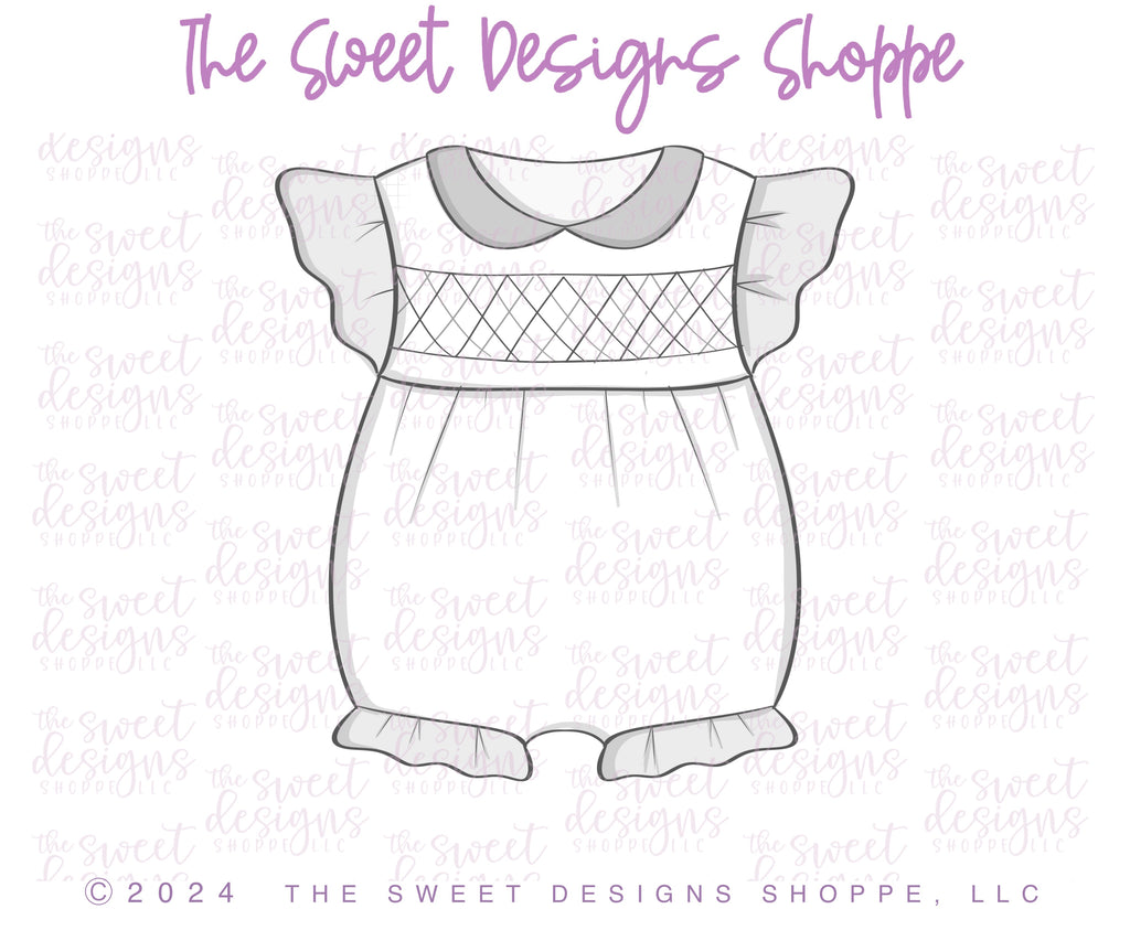 Cookie Cutters - Smock Baby Romper - Cookie Cutter - The Sweet Designs Shoppe - TSDS - - ALL,Baby,Baby / Kids,Baby Boy,baby girl,baby shower,baby toys,babyshower,Clothes,clothing,Clothing / Accessories,Cookie Cutter,Onesie,onsie,Promocode,STL