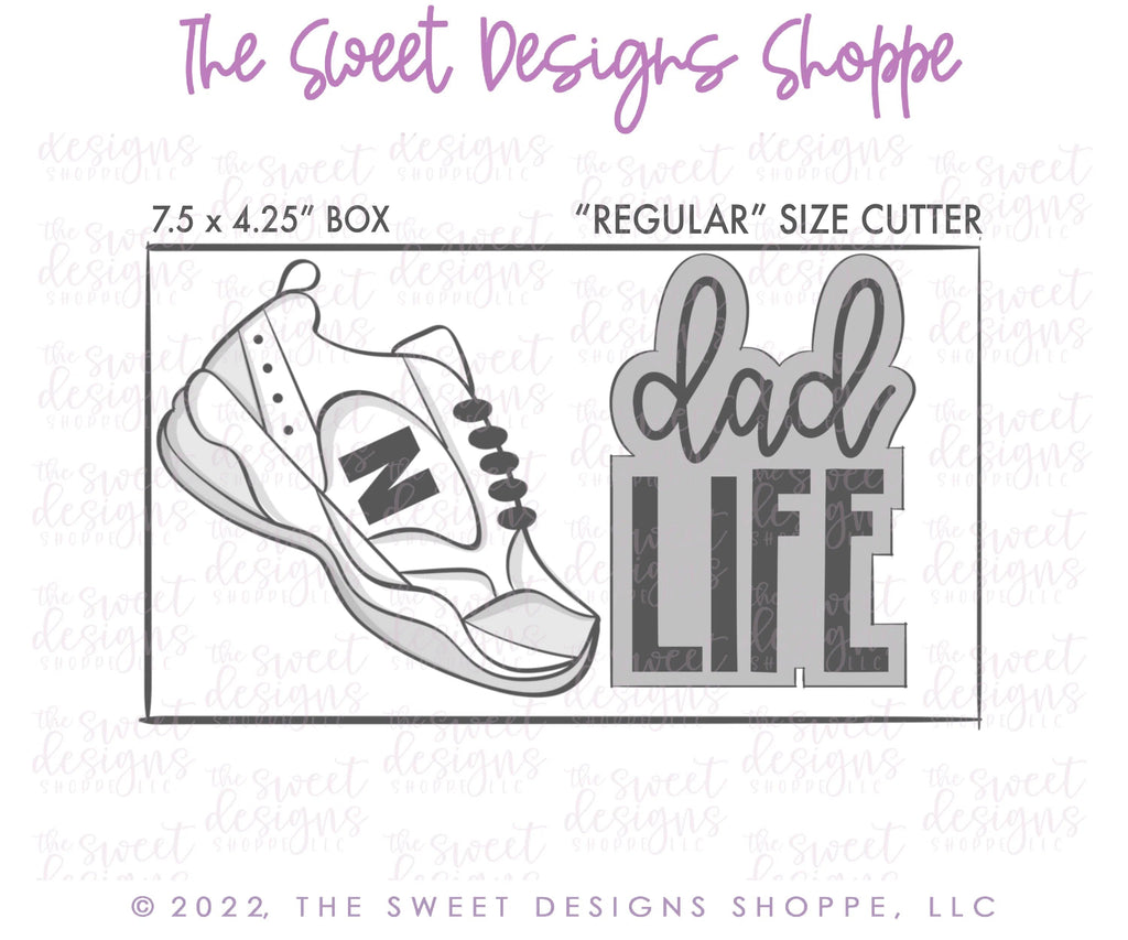Cookie Cutters - Sneakers Dad Life Cookie Cutters Set - Set of 2 - Cookie Cutters - Sweet Designs Shoppe - - ALL, Cookie Cutter, dad, Father, father's day, grandfather, Mini Sets, Plaque, Plaques, PLAQUES HANDLETTERING, Promocode, regular sets, set, text