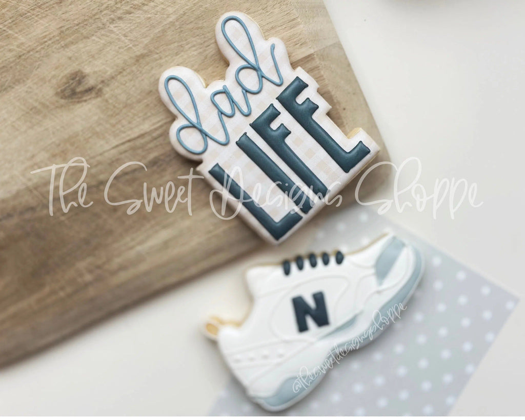 Cookie Cutters - Sneakers Dad Life Cookie Cutters Set - Set of 2 - Cookie Cutters - The Sweet Designs Shoppe - - ALL, Cookie Cutter, dad, Father, father's day, grandfather, Mini Sets, Plaque, Plaques, PLAQUES HANDLETTERING, Promocode, regular sets, set, text