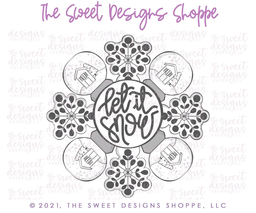 Cookie Cutters - Snowflake Platter Set Alternative ( 2 Slices and Plaque) - Set of 3 - Cutters - Sweet Designs Shoppe - - ALL, Christmas, Christmas / Winter, Christmas Cookies, Cookie Cutter, handlettering, Mini Set, Mini Sets, Plaque, Plaques, PLAQUES HANDLETTERING, platter, Promocode, regular sets, Set, sets, Sweet, Sweets, Tiny Set, Tiny sets
