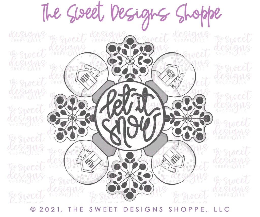 Cookie Cutters - Snowflake Platter Set Alternative ( 2 Slices and Plaque) - Set of 3 - Cookie Cutters - The Sweet Designs Shoppe - - ALL, Christmas, Christmas / Winter, Christmas Cookies, Cookie Cutter, handlettering, Mini Set, Mini Sets, Plaque, Plaques, PLAQUES HANDLETTERING, platter, Promocode, regular sets, Set, sets, Sweet, Sweets, Tiny Set, Tiny sets