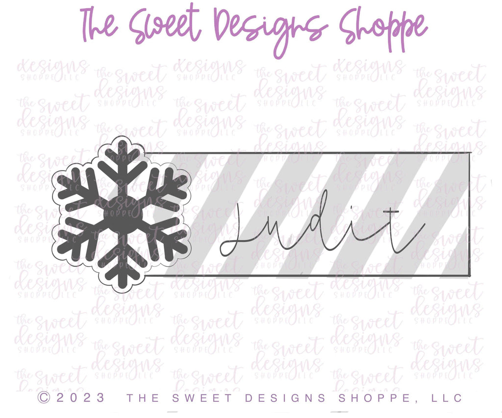 Cookie Cutters - Snowflake Tag - Cookie Cutter - Sweet Designs Shoppe - One Size (2" Tall x 5-1/2" Wide) - ALL, Christmas, Christmas / Winter, Cookie Cutter, Plaque, Plaques, PLAQUES HANDLETTERING, Promocode, Winter