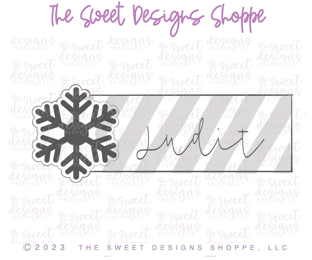 Cookie Cutters - Snowflake Tag - Cookie Cutter - The Sweet Designs Shoppe - One Size (2" Tall x 5-1/2" Wide) - ALL, Christmas, Christmas / Winter, Cookie Cutter, Plaque, Plaques, PLAQUES HANDLETTERING, Promocode, Winter