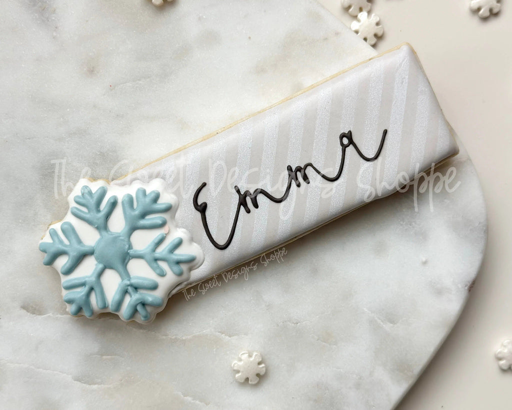 Cookie Cutters - Snowflake Tag - Cookie Cutter - The Sweet Designs Shoppe - One Size (2" Tall x 5-1/2" Wide) - ALL, Christmas, Christmas / Winter, Cookie Cutter, Plaque, Plaques, PLAQUES HANDLETTERING, Promocode, Winter