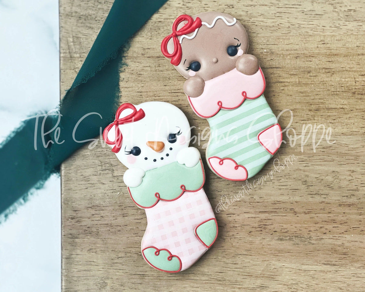 Cookie Cutters - Snowgirl and/or Gingergirl Stocking - Cookie Cutter - The Sweet Designs Shoppe - TSDS - - ALL,Christmas,Christmas / Winter,Christmas Cookies,Cookie Cutter,ginger bread,Gingerbread,home,Promocode,STL