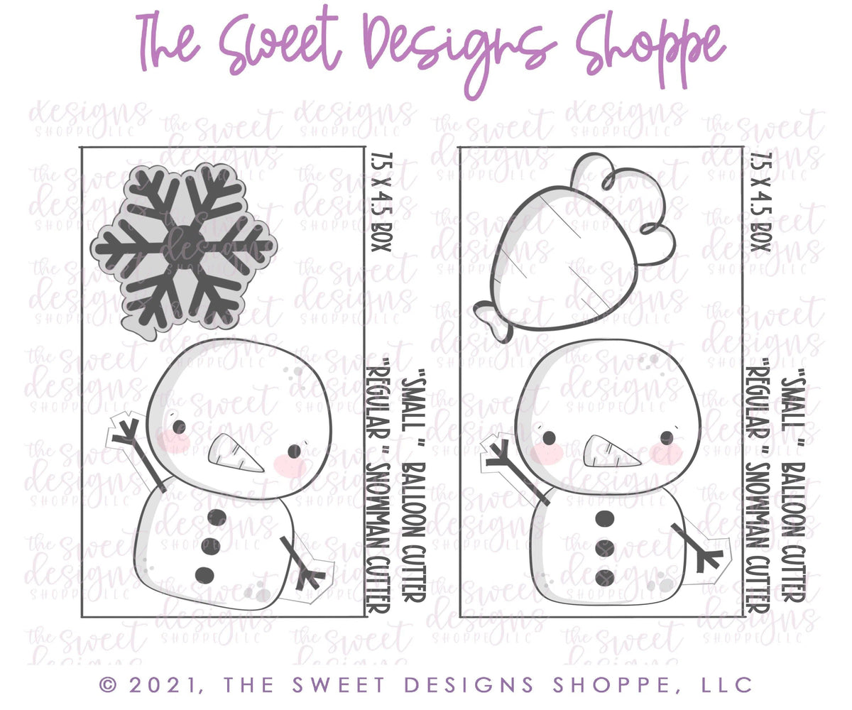 Cookie Cutters - Snowman and Balloons - Cookie Cutters set - Set of 3 - Cookie Cutters - The Sweet Designs Shoppe - TSDS - - ALL,Balloon,balloons,Christmas,Christmas / Winter,Cookie Cutter,Frosty,Mini Sets,Promocode,regular sets,set,Snow,Snowman,Winter