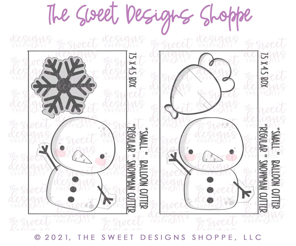Cookie Cutters - Snowman and Balloons - Cookie Cutters set - Set of 3 - Cookie Cutters - The Sweet Designs Shoppe - TSDS - - ALL,Balloon,balloons,Christmas,Christmas / Winter,Cookie Cutter,Frosty,Mini Sets,Promocode,regular sets,set,Snow,Snowman,Winter